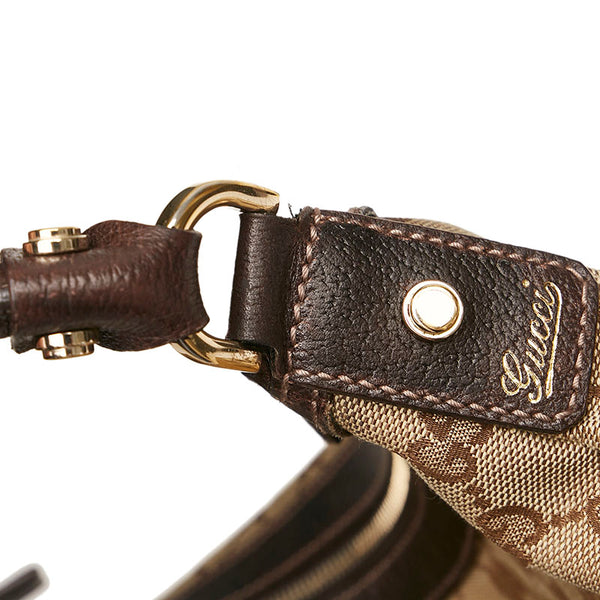 グッチ GGキャンバス ワンショルダーバッグ 153025 ブラウン ベージュ キャンバス レザー レディース GUCCI 【中古】