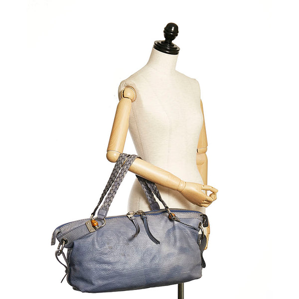 グッチ バンブー トートバッグ 232959 ブルー レザー レディース GUCCI 【中古】