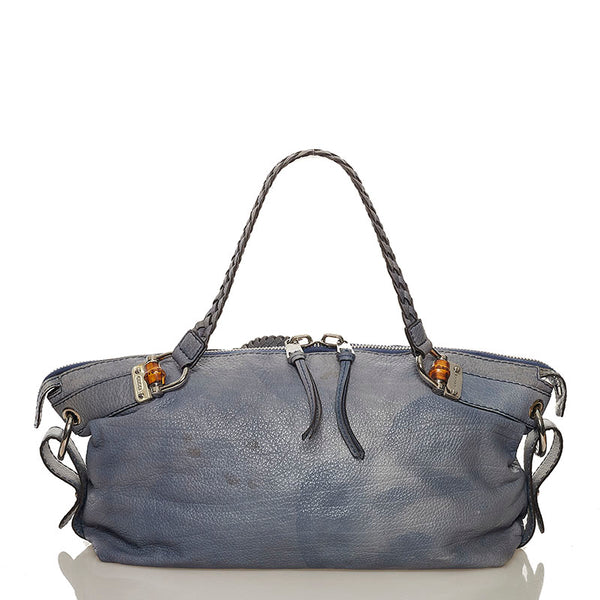 グッチ バンブー トートバッグ 232959 ブルー レザー レディース GUCCI 【中古】