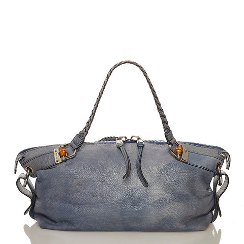 グッチ バンブー トートバッグ 232959 ブルー レザー レディース GUCCI 【中古】