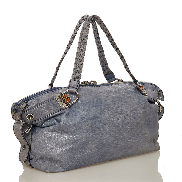 グッチ バンブー トートバッグ 232959 ブルー レザー レディース GUCCI 【中古】