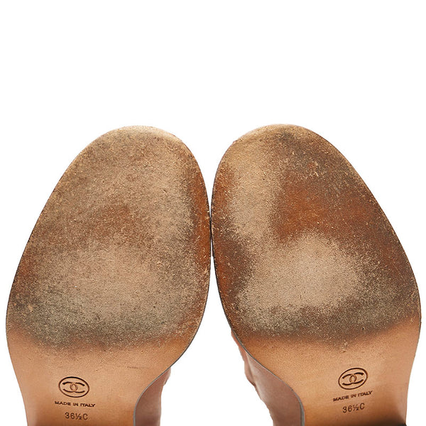 シャネル ココマーク ロングブーツ ブラウン レザー レディース CHANEL 【中古】