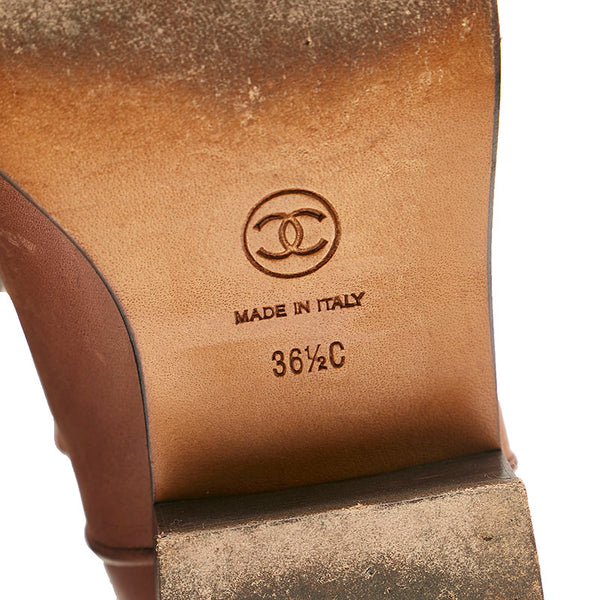 シャネル ココマーク ロングブーツ ブラウン レザー レディース CHANEL 【中古】