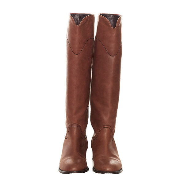 シャネル ココマーク ロングブーツ ブラウン レザー レディース CHANEL 【中古】