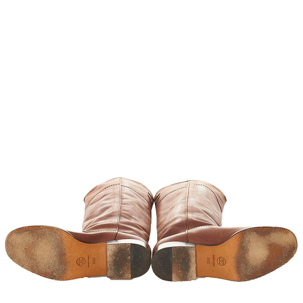 シャネル ココマーク ロングブーツ ブラウン レザー レディース CHANEL 【中古】