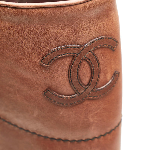 シャネル ココマーク ロングブーツ ブラウン レザー レディース CHANEL 【中古】