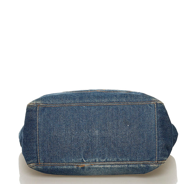シャネル ココマーク チェーンショルダー トートバッグ ブルー デニム レディース CHANEL 【中古】