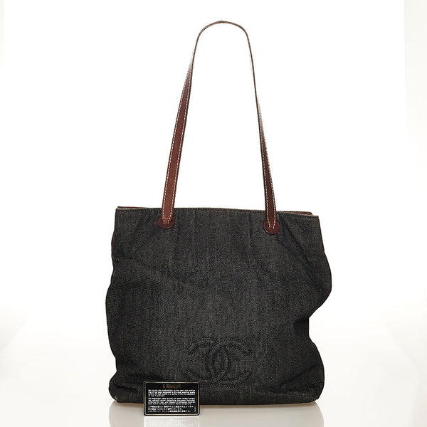シャネル ココマーク ショルダーバッグ トートバッグ ブラック ブラウン デニム レザー レディース CHANEL 【中古】