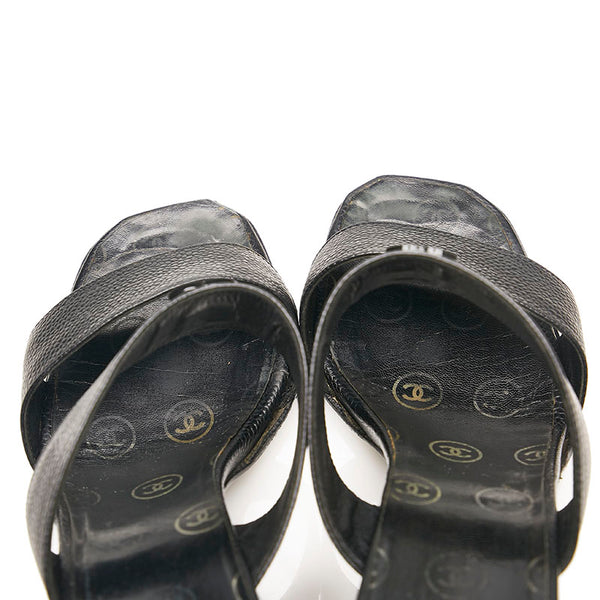 シャネル ココマーク ミュール サンダル ブラック キャビアスキン レディース CHANEL 【中古】