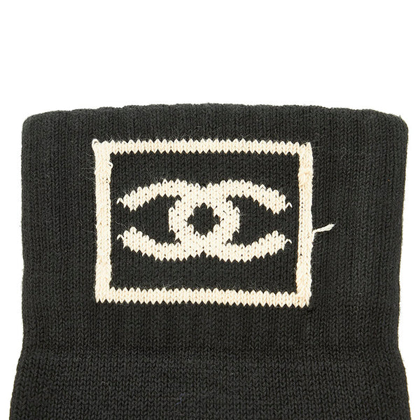 シャネル ココマーク ソックス 靴下 ブラック コットン レディース CHANEL 【中古】