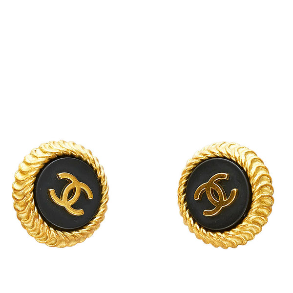 シャネル ココマーク イヤリング ゴールド ブラック メッキ レディース CHANEL 【中古】