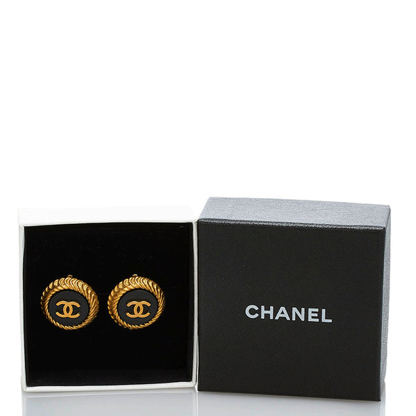 シャネル ココマーク イヤリング ゴールド ブラック メッキ レディース CHANEL 【中古】