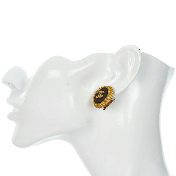 シャネル ココマーク イヤリング ゴールド ブラック メッキ レディース CHANEL 【中古】