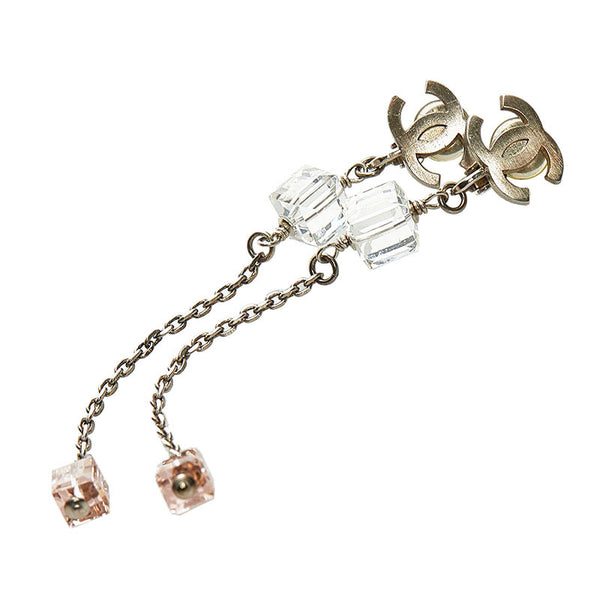 シャネル ココマーク スイングチェーン イヤリング シルバー ピンク メタル レディース CHANEL 【中古】