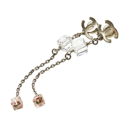 シャネル ココマーク スイングチェーン イヤリング シルバー ピンク メタル レディース CHANEL 【中古】