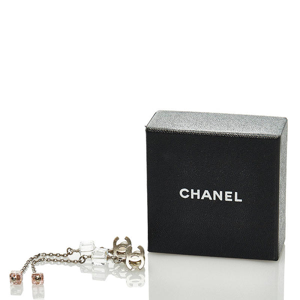 シャネル ココマーク スイングチェーン イヤリング シルバー ピンク メタル レディース CHANEL 【中古】