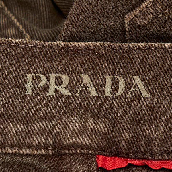 プラダ フレア ブーツカット デニムパンツ ブラック コットン レディース PRADA 【中古】