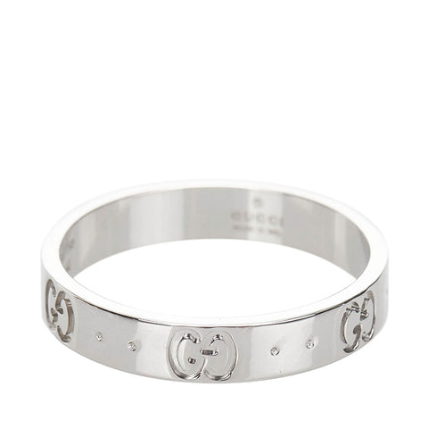 グッチ インターロッキングG アイコン スリムリング リング 指輪 ‎660070 K18WG ホワイトゴールド メンズ GUCCI 【中古】