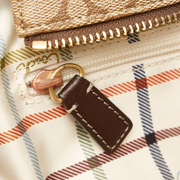 コーチ シグネチャー トートバッグ ショルダーバッグ 11350 ベージュ ホワイト PVC レザー レディース COACH 【中古】