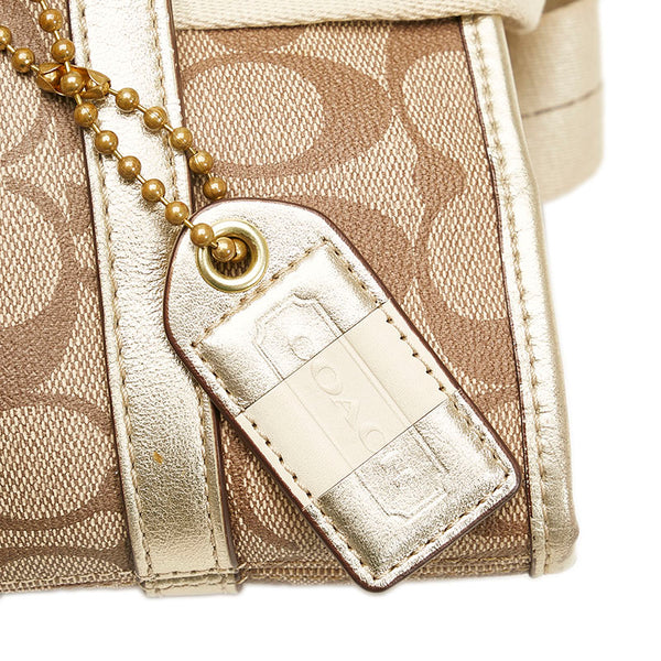 コーチ シグネチャー トートバッグ ショルダーバッグ 11350 ベージュ ホワイト PVC レザー レディース COACH 【中古】