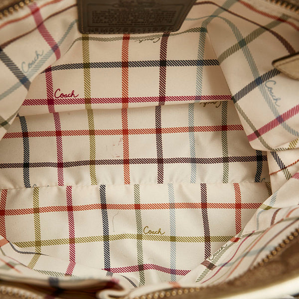 コーチ シグネチャー トートバッグ ショルダーバッグ 11350 ベージュ ホワイト PVC レザー レディース COACH 【中古】