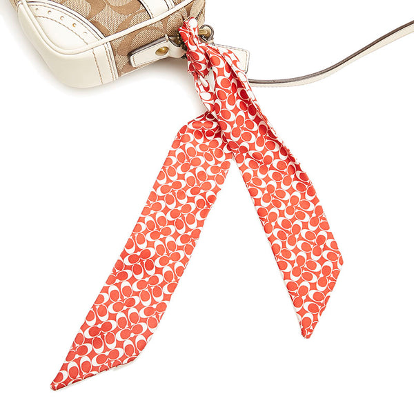 コーチ シグネチャー 斜め掛け ミニ ショルダーバッグ 10568 ベージュ ホワイト キャンバス レザー レディース COACH 【中古】