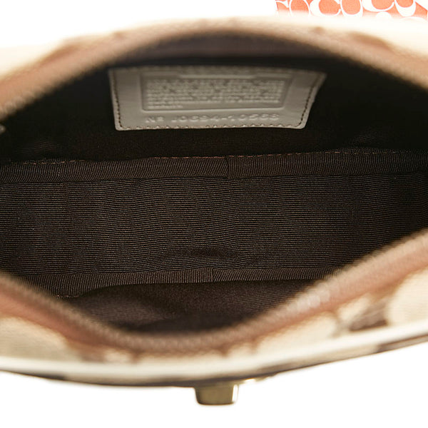 コーチ シグネチャー 斜め掛け ミニ ショルダーバッグ 10568 ベージュ ホワイト キャンバス レザー レディース COACH 【中古】