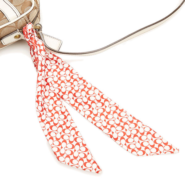 コーチ シグネチャー 斜め掛け ミニ ショルダーバッグ 10568 ベージュ ホワイト キャンバス レザー レディース COACH 【中古】