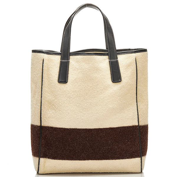 コーチ トートバッグ ショルダーバッグ ベージュ ブラウン ブラック  ウール レザー レディース COACH 【中古】