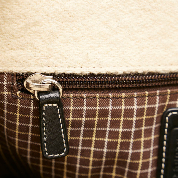 コーチ トートバッグ ショルダーバッグ ベージュ ブラウン ブラック  ウール レザー レディース COACH 【中古】