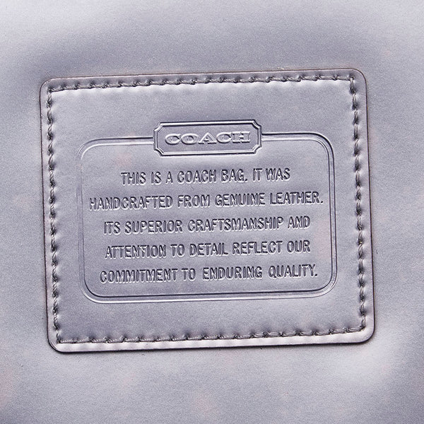 コーチ パンチング トートバッグ ショルダーバッグ グレー シルバー レザー PVC レディース COACH 【中古】