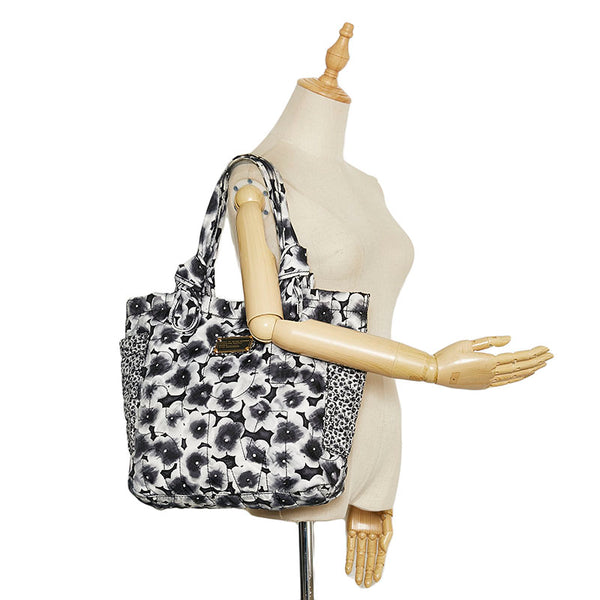 マークジェイコブス フラワー ショルダーバッグ トートバッグ ブラック ホワイト ナイロン レディース MARC JACOBS 【中古】