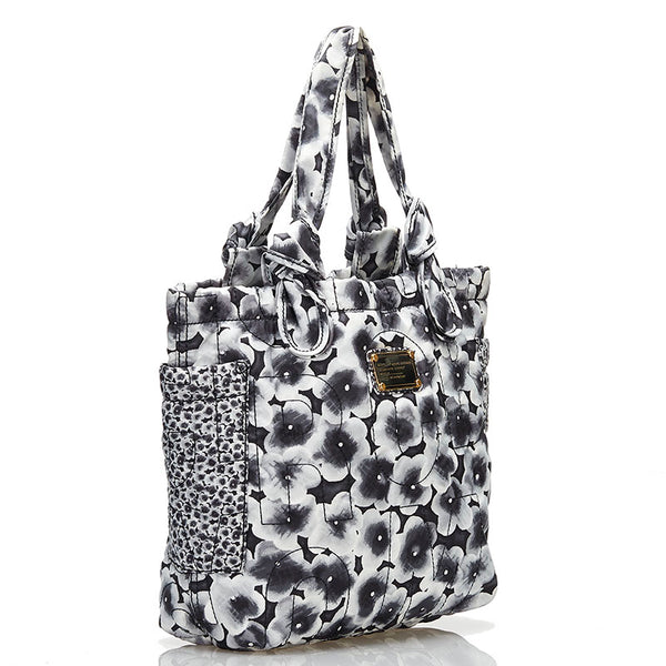 マークジェイコブス フラワー ショルダーバッグ トートバッグ ブラック ホワイト ナイロン レディース MARC JACOBS 【中古】