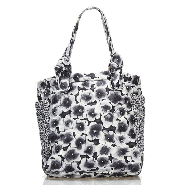 マークジェイコブス フラワー ショルダーバッグ トートバッグ ブラック ホワイト ナイロン レディース MARC JACOBS 【中古】