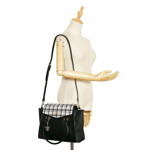 サマンサタバサ チェック ハンドバッグ ショルダーバッグ 2WAY ブラック レザー レディース Samantha Thavasa 【中古】