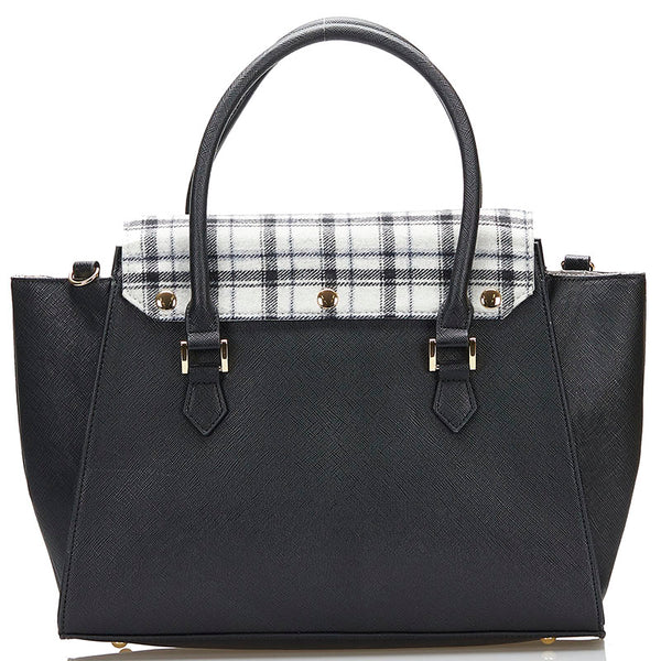 サマンサタバサ チェック ハンドバッグ ショルダーバッグ 2WAY ブラック レザー レディース Samantha Thavasa 【中古】