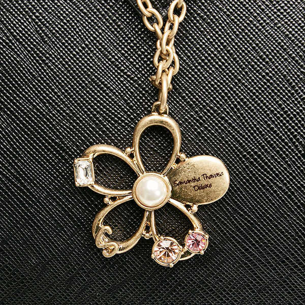 サマンサタバサ チェック ハンドバッグ ショルダーバッグ 2WAY ブラック レザー レディース Samantha Thavasa 【中古】