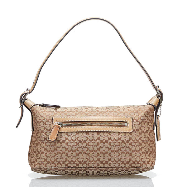 コーチ シグネチャー ミニ ショルダーバッグ 6332 ベージュ ブラウン キャンバス レザー レディース COACH 【中古】