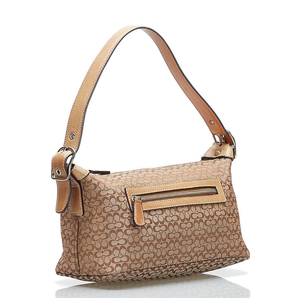 コーチ シグネチャー ミニ ショルダーバッグ 6332 ベージュ ブラウン キャンバス レザー レディース COACH 【中古】