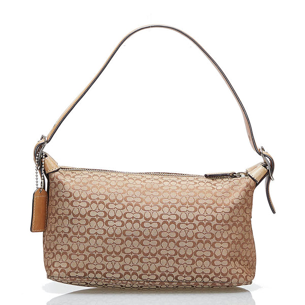 コーチ シグネチャー ミニ ショルダーバッグ 6332 ベージュ ブラウン キャンバス レザー レディース COACH 【中古】