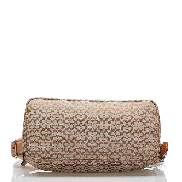 コーチ シグネチャー ミニ ショルダーバッグ 6332 ベージュ ブラウン キャンバス レザー レディース COACH 【中古】