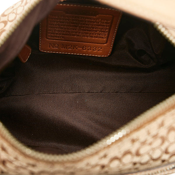 コーチ シグネチャー ミニ ショルダーバッグ 6332 ベージュ ブラウン キャンバス レザー レディース COACH 【中古】