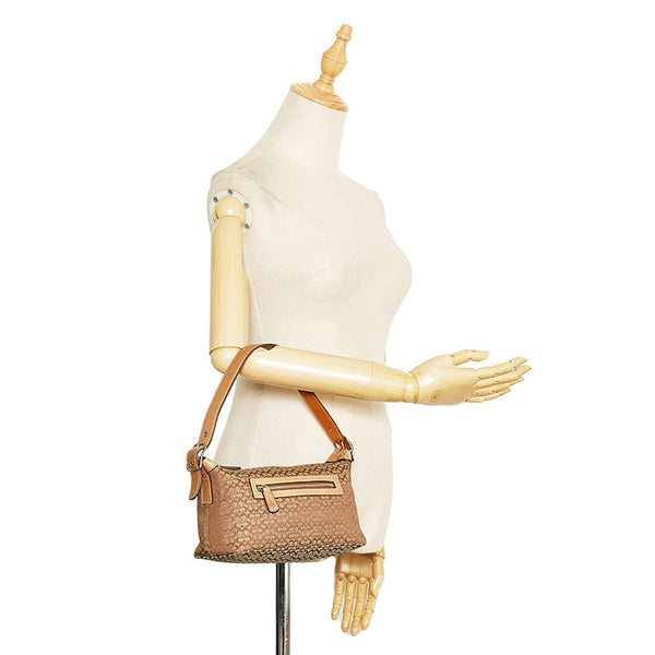 コーチ シグネチャー ミニ ショルダーバッグ 6332 ベージュ ブラウン キャンバス レザー レディース COACH 【中古】