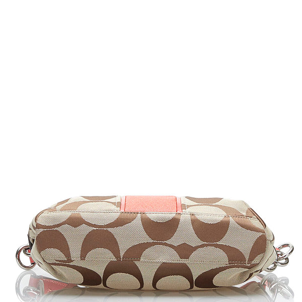 コーチ シグネチャー ハンドバッグ ショルダーバッグ 2WAY F23544 ベージュ オレンジ キャンバス レザー レディース COACH 【中古】