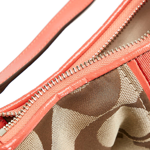 コーチ シグネチャー ハンドバッグ ショルダーバッグ 2WAY F23544 ベージュ オレンジ キャンバス レザー レディース COACH 【中古】