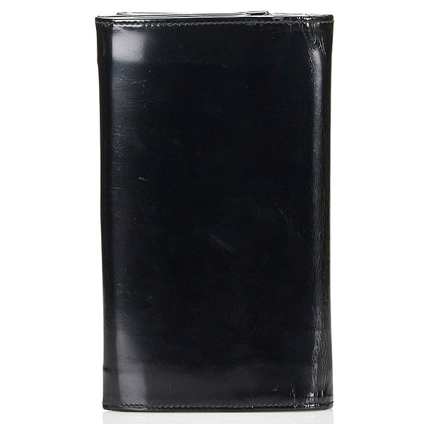 グッチ がま口 長財布 ロングウォレット ブラック パテントレザー レディース GUCCI 【中古】