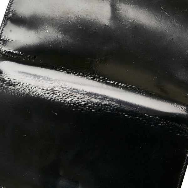 グッチ がま口 長財布 ロングウォレット ブラック パテントレザー レディース GUCCI 【中古】