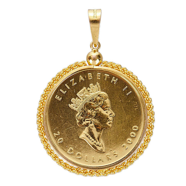 K24YG イエローゴールド K14YG イエローゴールド メイプルリーフ20ドル金貨 1/2OZ ペンダントトップ レディース 【中古】
