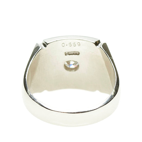 Pt900 プラチナ ダイヤ0.559ct 印台リング リング 指輪 メンズ 19号 【中古】