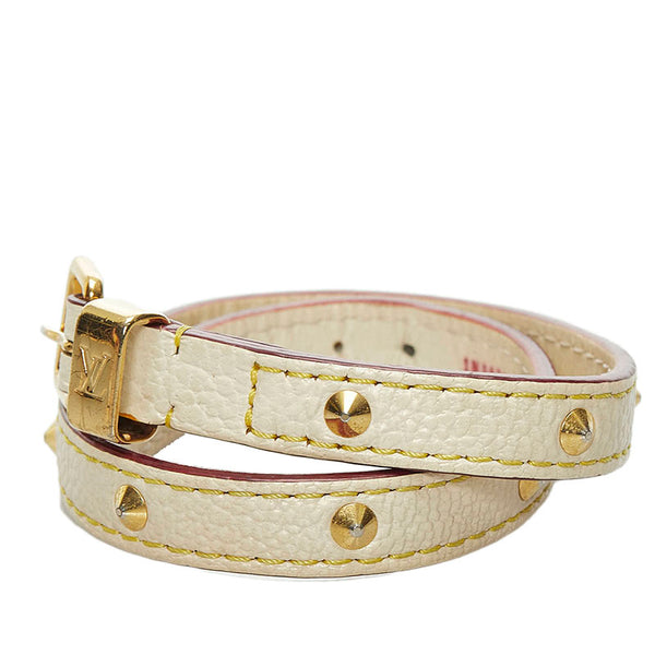 ルイ ヴィトン スハリ ブラスレ ドゥブルトゥール  ブレスレット M91846 ブロン ホワイト レザー レディース LOUIS VUITTON 【中古】